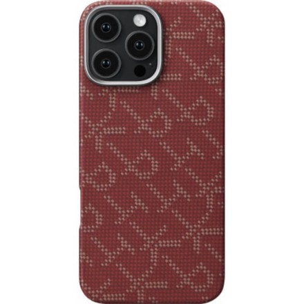 Чехол для iPhone 16 Pro Max Pitaka Monogram PTK Tactile Woven (красно-золотой)