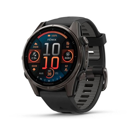 Часы Garmin Fenix 8 AMOLED, 43 mm Sapphire, Carbon Grey DLC Titanium с Black/Pebble Grey
