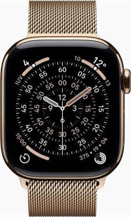 Часы Apple Watch Series 11, 42 mm, Gold Titanium Case with Gold Milanese Loop