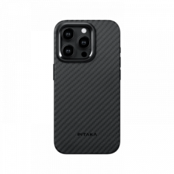 Чехол для iPhone 15 Pro Max Pitaka MagEZ Pro 4 кевлар (черно-серый)
